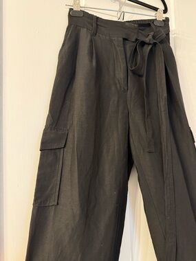 Aritzia black tie cropped cargo pants